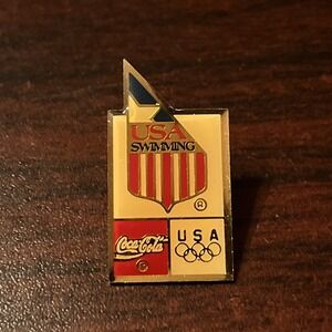 Vintage Coca-Cola Coke Olympics Team USA Swimming Lapel Hat Pin‎